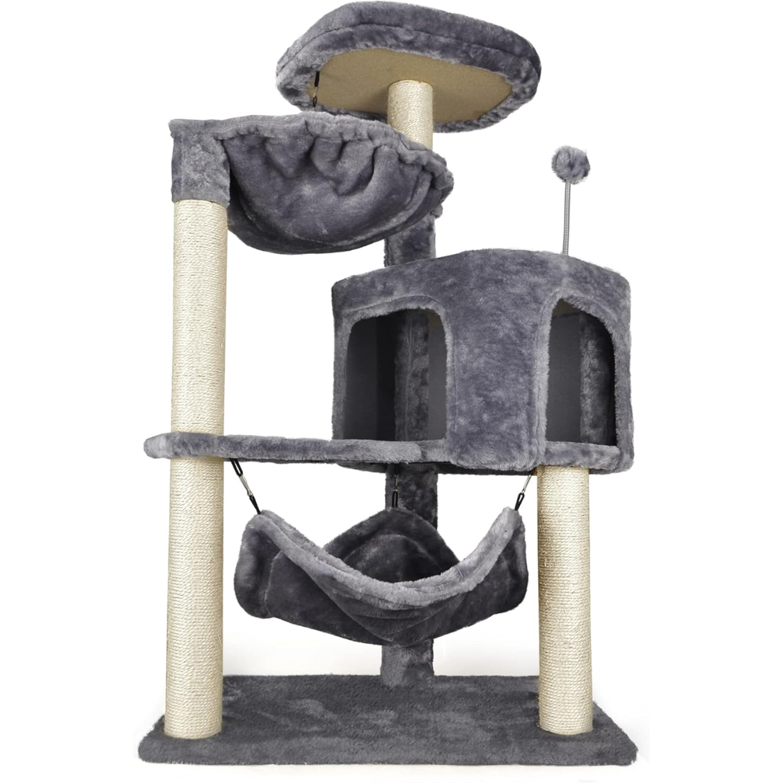 Cat Tree With Cat Condo And Big Hammock, Grey