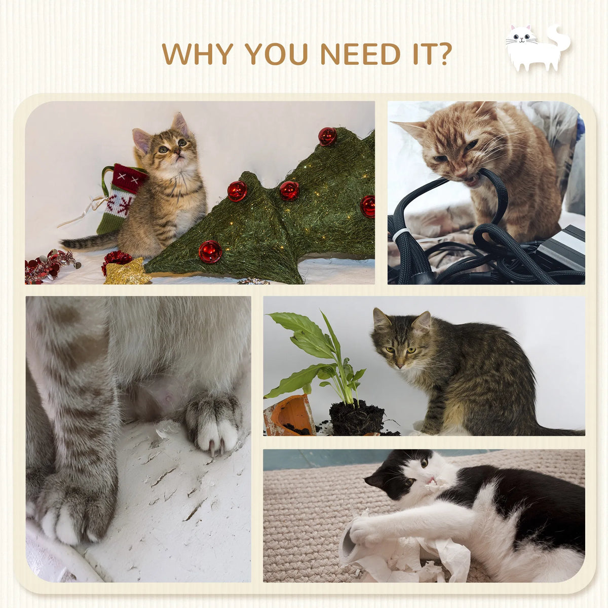 4Pcs Cat Wall Shelf with Scratching Post, Cat Wall Shelves for Relaxing, Climbing, Cat Wall With Soft Ladder, Hammock, P