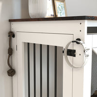 47.2 Mobile Dog Crate With Flip-Top Feeding Door, Dual-Access & 5 Caster System 2 Locking, Side Hooks - Multi-Functional