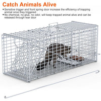 Heavy-Duty Live Animal Trap - 37x14x15 Inch Galvanized Mesh, Sensitive Pedal Trigger & Rear Release Door, Guarded Handle