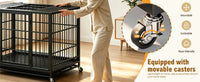 Heavy Duty Dog Crate , Mobile Pet Kennel with Lockable Wheels & Rotary Twist-Latch, Indoor Outdoor Metal Cage with Perfo