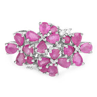 3.51 Carat Genuine Ruby and White Zircon .925 Sterling Silver Ring