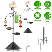 94Inch Squirrel Proof Bird Feeder Pole Heavy-Duty Bird House Pole Outdoor Bird Feeding Station with 5 Adjustable Heights
