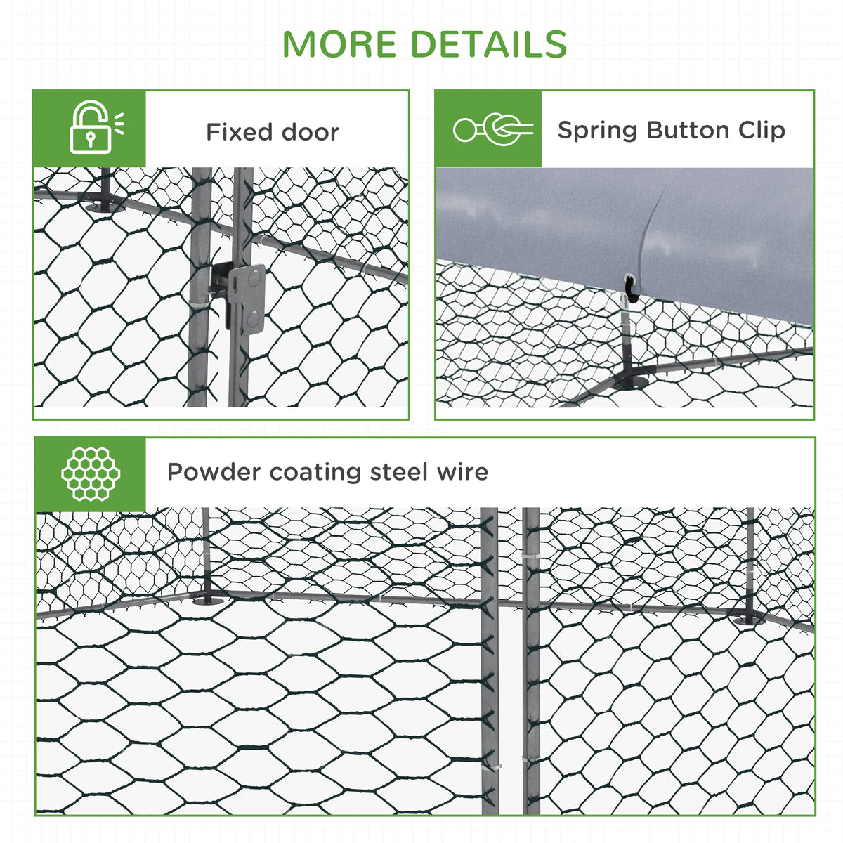 17.1 ft x 15.7 ft Chicken Run for 19-25 Chickens with Cover