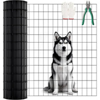48 INCHx33 FT Black Vinyl-coated Metal Mesh, 16 Gauge 0.67 Inch Black PVC Metal Mesh, Black Welded Wire Mesh Support, Po