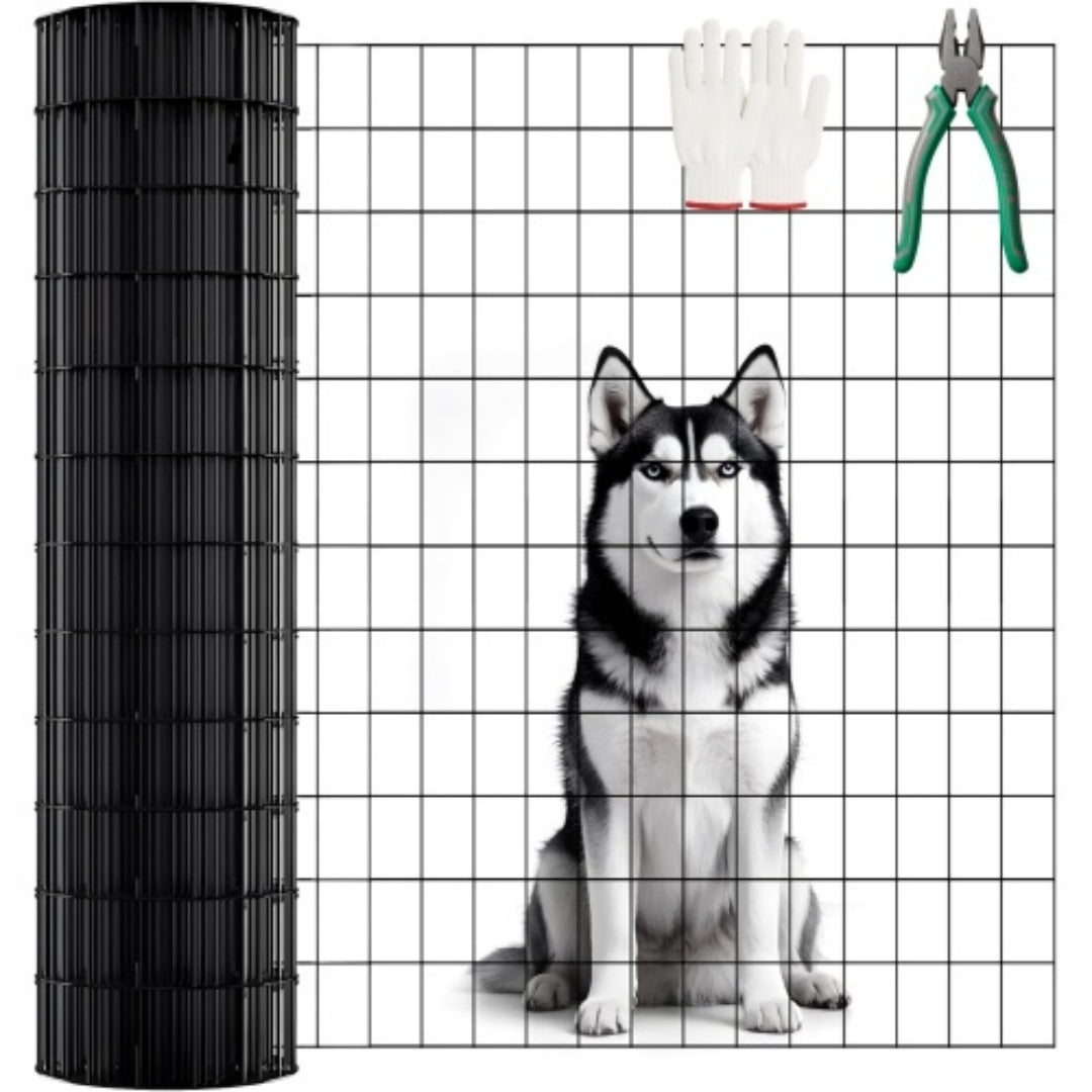 48 INCHx33 FT Black Vinyl-coated Metal Mesh, 16 Gauge 0.67 Inch Black PVC Metal Mesh, Black Welded Wire Mesh Support, Po