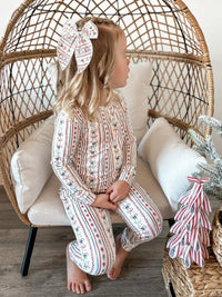Candy Cane Lane Bamboo Christmas Pajamas - 2pc Set - BIG FRENCHIES