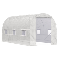 Outsunny 15 X 7 X 7 Walk-In Tunnel Greenhouse, Large Garden Hot House Kit With 6 Roll-up Windows & Roll Up Door, Steel F