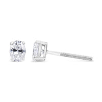 14K White Gold 1.00 Cttw Lab Grown Oval Solitaire Diamond Stud Earrings (F-G Color, VS2-SI1 Clarity)