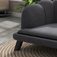 Pearl Design Pet Sofa for Medium and Large Sized Dogs, Pet Bed with Cushion and Solid Wood Legs, Charcoal Gray
