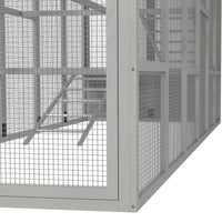 Wooden Chicken Coop Run for 6 - 10 Chickens, Hen House Add-On with Storage, Perches, 141.75" x 48" x 61", Gray