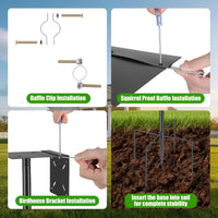 1Pc 94Inch Squirrel Proof Bird Feeder Pole Heavy-Duty Bird House Pole Outdoor Bird Feeding Station With 5 Adjustable Hei
