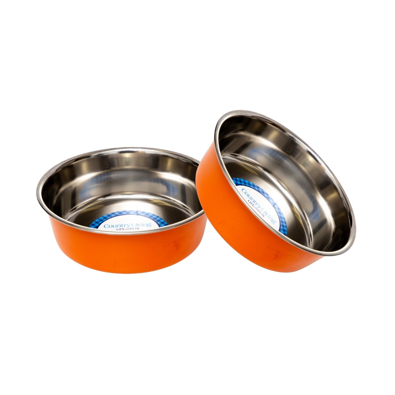 Country Living Set of 2 Heavy Gauge Stainless Steel Dog Bowls - Perfect for Food & Water - BIG FRENCHIES