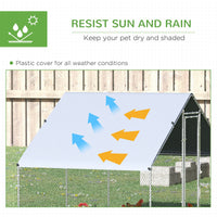 Large Chicken Coop Metal Chicken Run with Waterproof and Anti-UV Cover, Spire Shaped Walk in Fence Cage Hen House for Ou