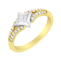 10K Two Tone Color 1/2 Cttw Diamond Kite and Split Shank Ring (H-I Color,SI2-I1 Clarity)