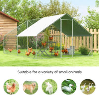 Large Chicken Coop Metal Chicken Run With Waterproof And Anti-UV Cover, Dome Shaped Walk-in Fence Cage Hen House For Out