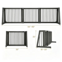 Adjustable Expandable Wooden Pet Gate 22 Inch Tall Freestanding Safety Fence, Gray Pine Wood Slide Dog Gate Easy Assembl