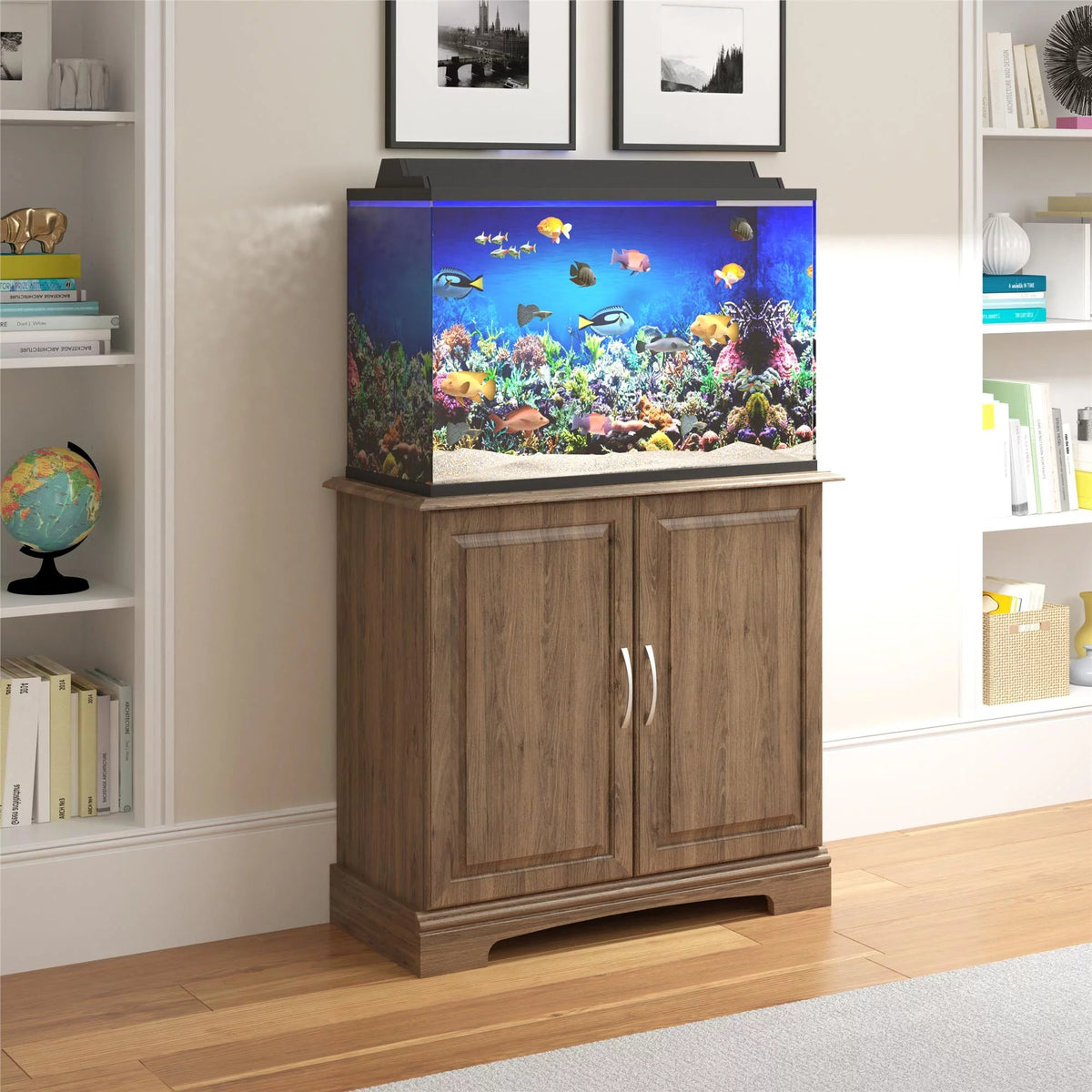 Alta Vista 29 - 37 Gallon Aquarium Stand, Rustic Oak - BIG FRENCHIES