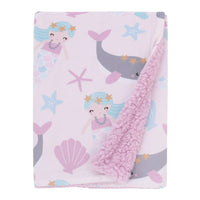 NoJo Sugar Reef Mermaid Pink, Aqua, Gray Super Soft Sherpa Baby Blanket - BIG FRENCHIES