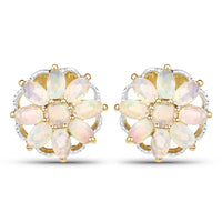 14K Yellow Gold Plated 2.70 Carat Genuine Ethiopian Opal .925 Sterling Silver Earrings