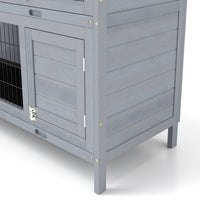 54" 2-Story Large Rabbit Hutch Bunny Cage Wooden Pet House Small Animal Habitat with Lockable Doors, No Leak Tray and wa