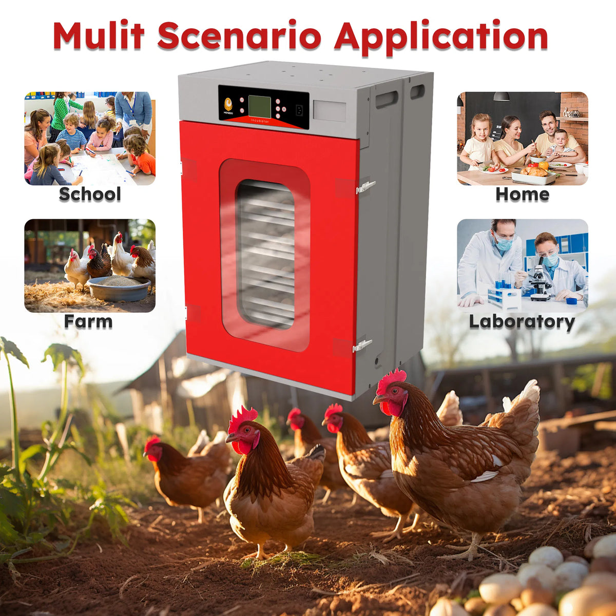400 Eggs Incubator Cabinet with Automatic Turning&Digital Temperature Control, Large Commercial Poultry Hatcher Cabinet 