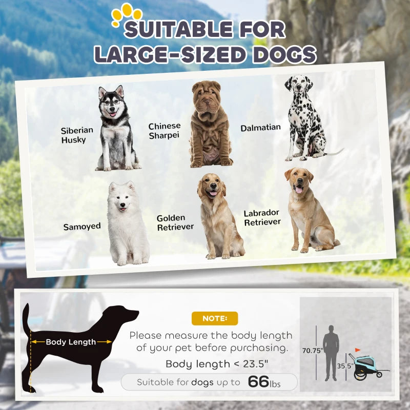 2-in-1 Dog Bike Trailer Pet Stroller Carrier For Large Dogs With Hitch, Quick-release Wheels, Foot Support, Pet Bicycle 