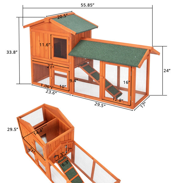 61inch Wooden Chicken Coop Hen House Rabbit Wood Hutch Poultry Cage Habitat