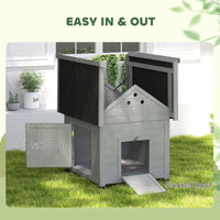 Duck Coop, Wooden Duck House With Openable Roof & Double Doors, Light Gray