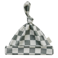 Light Green Checkered Bamboo Newborn Knot Hat - BIG FRENCHIES