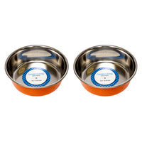 Country Living Set of 2 Heavy Gauge Stainless Steel Dog Bowls - Perfect for Food & Water - BIG FRENCHIES