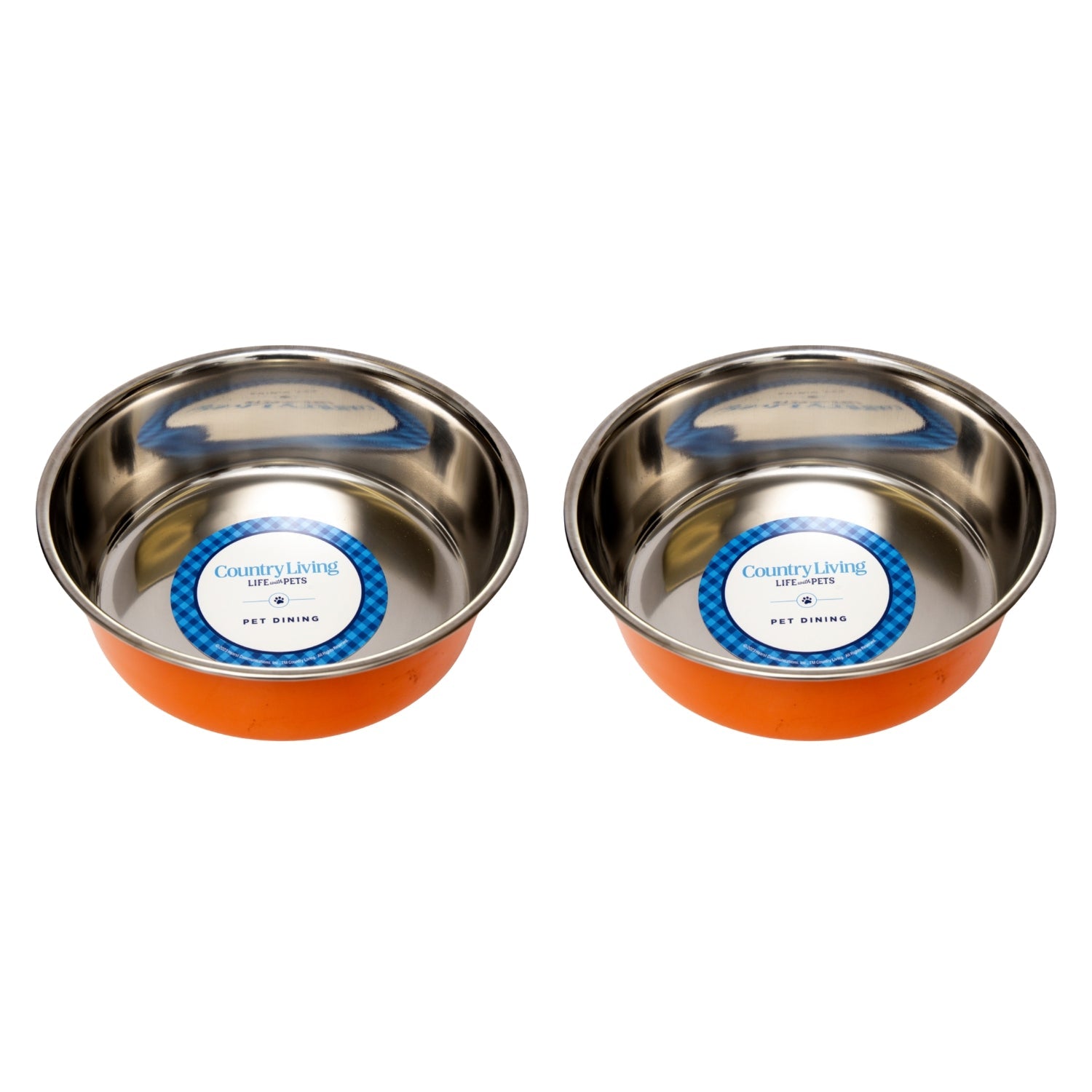 Country Living Set of 2 Heavy Gauge Stainless Steel Dog Bowls - Perfect for Food & Water - BIG FRENCHIES