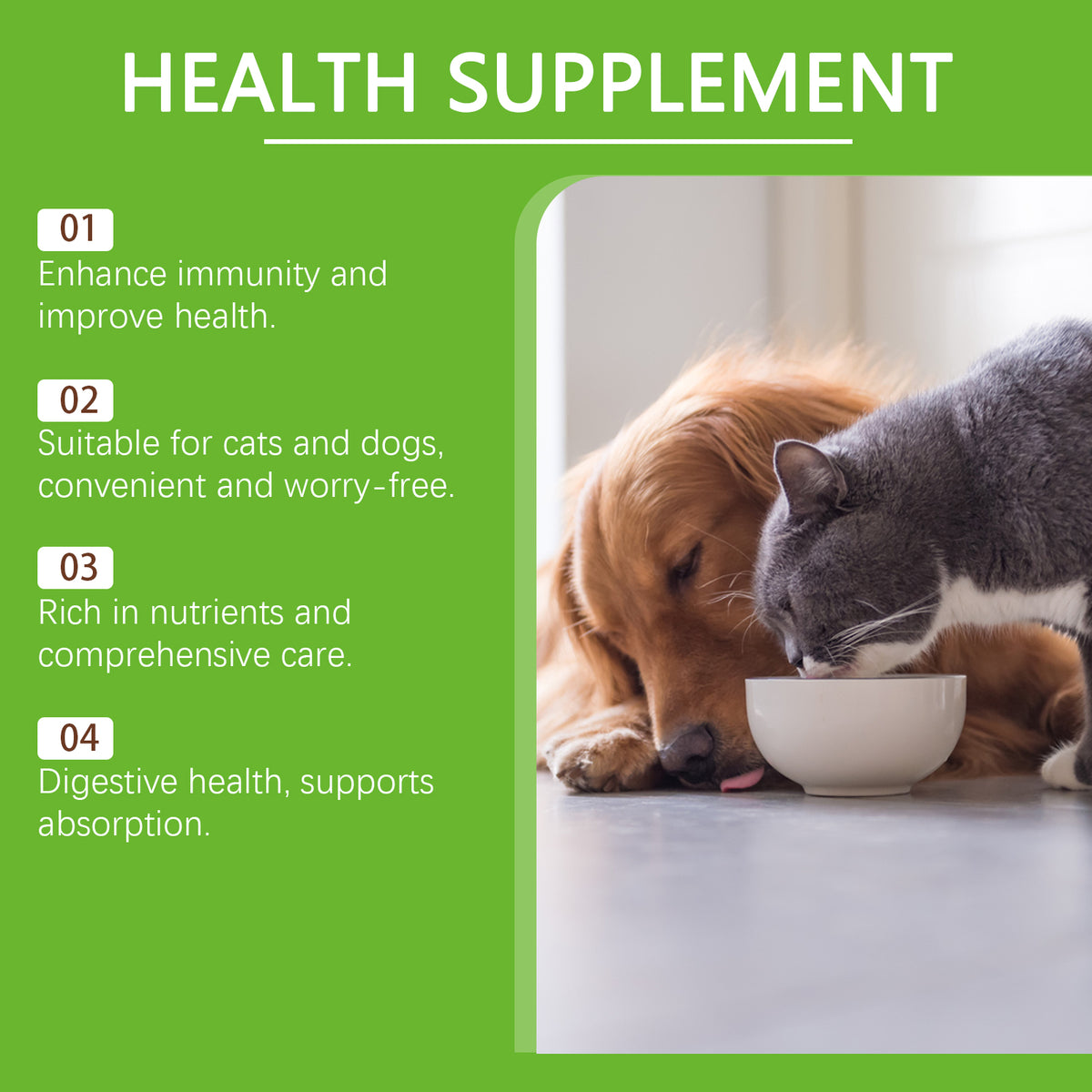 Pet Probiotics & Vitamin Tablets For Dogs & Cats, Gut Health Supplement, Support Digestion & Immune System, 80 Chewable 