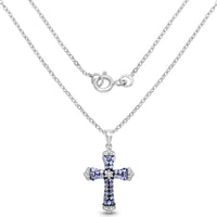 1.84 Carat Genuine Tanzanite and White Zircon .925 Sterling Silver Pendant