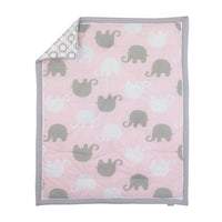 NoJo The Dreamer Pink and Grey Elephant 8 Piece Nursery Crib Bedding Set - BIG FRENCHIES