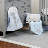 NoJo Dreamer Elephant Blue, Grey 8 Piece Nursery Crib Bedding Set - BIG FRENCHIES