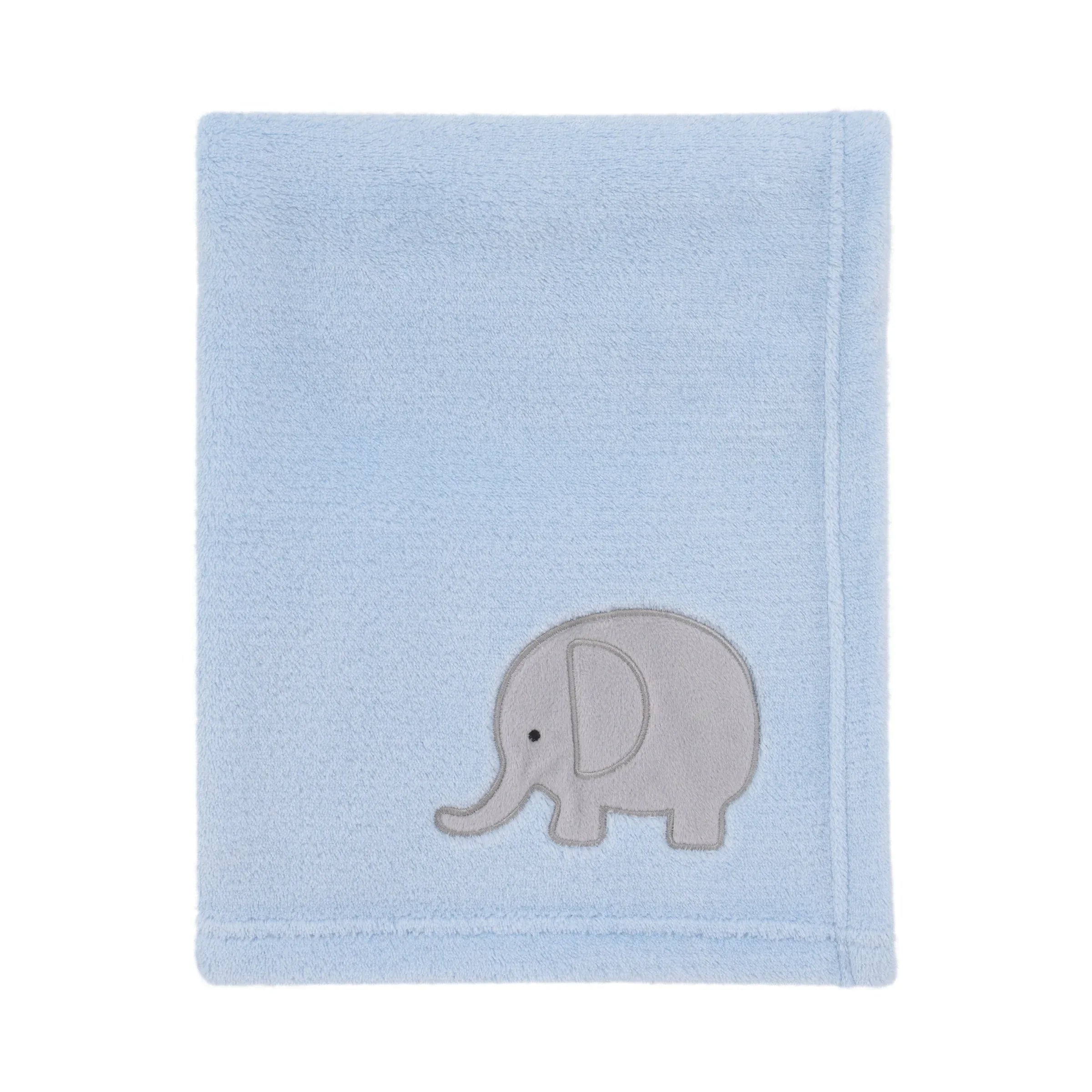 NoJo Dreamer Elephant Blue, Grey 8 Piece Nursery Crib Bedding Set - BIG FRENCHIES