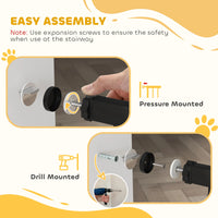 Pet Gate with Door Dog Gate and Barrier Indoor for Stairs Includes 7", 8", 12" Extensions Kit, 30 Inch Tall Pressure-Mou