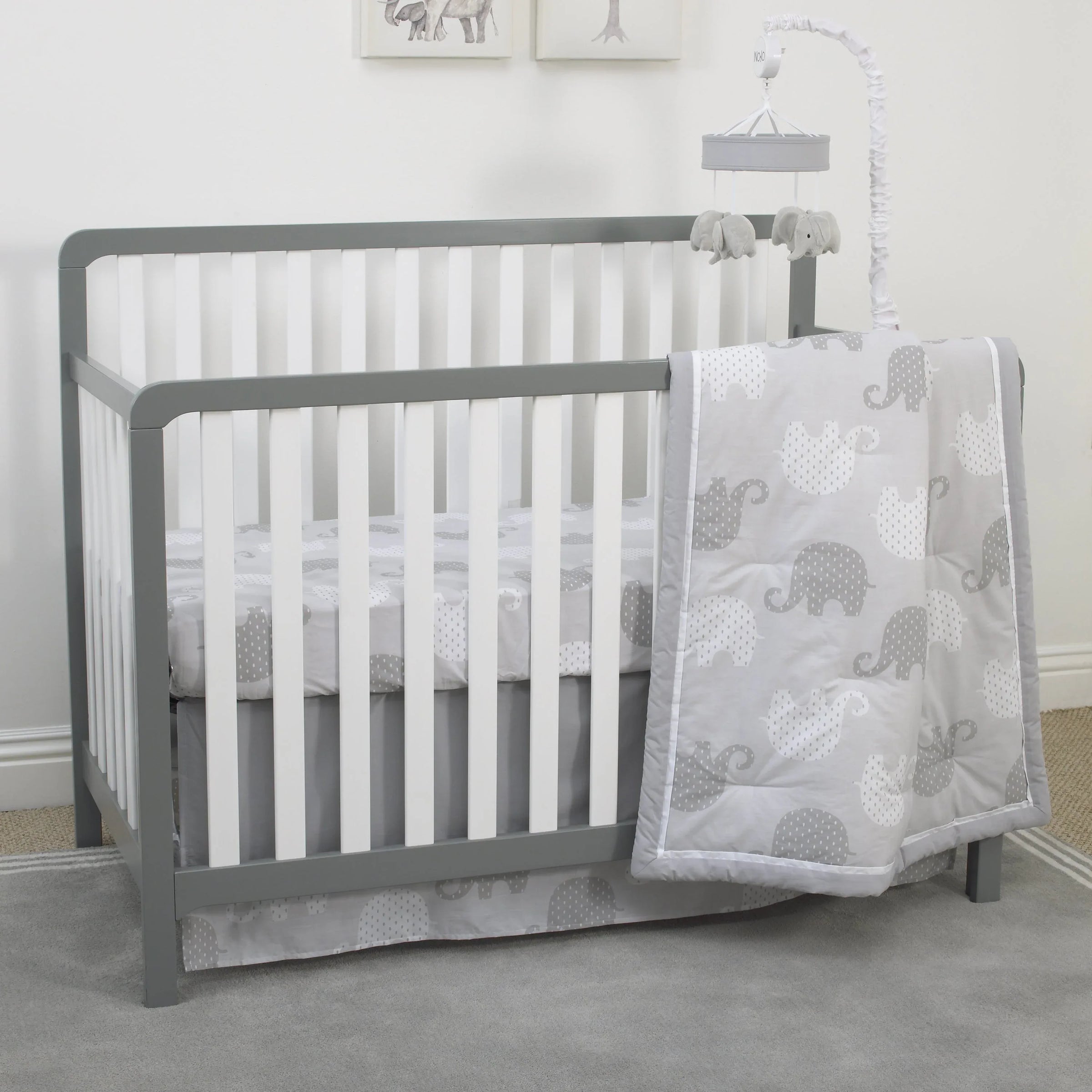 NoJo Dreamer Grey and White Elephant Musical Mobile - BIG FRENCHIES