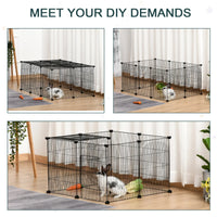 Small Animal Cage for Bunny, Guinea Pig, Chinchilla, Hedgehog, Portable Pet Enclosure with Door, 16 Panels