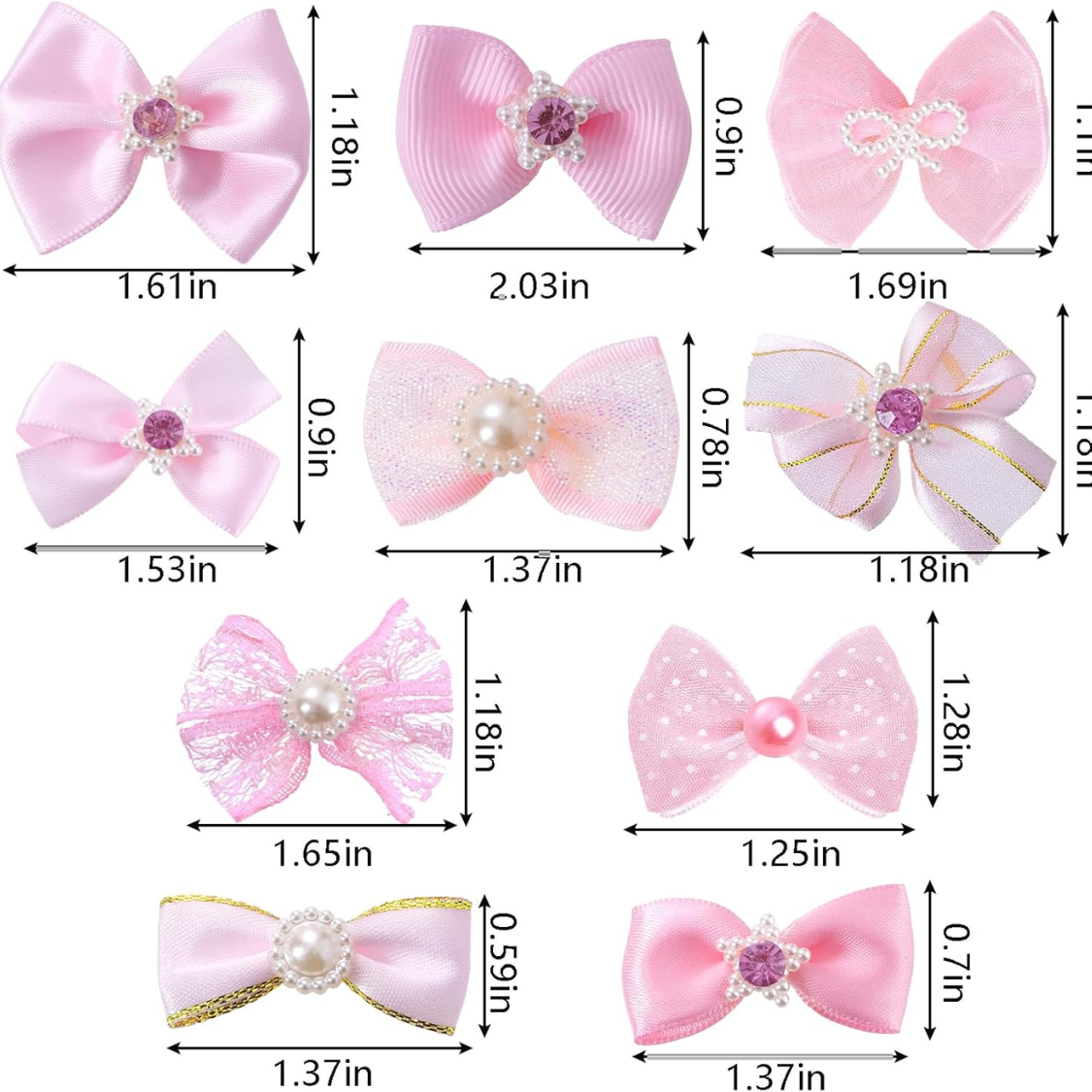 20 PCS Cute Dog Hair Bows With Rubber Bands Elastic Handmade Mix Style Lace Rhinestone Pearls For Furry Puppy Cat Pet Gi