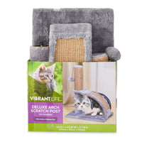 Upgrade your kitty's playtime with our 17" Deluxe Jute Cat Scratching Post & Arch Grooming Massager in stylish gray! 🐾✨ Perfect for happy paws and a healthy coat! - BIG FRENCHIES