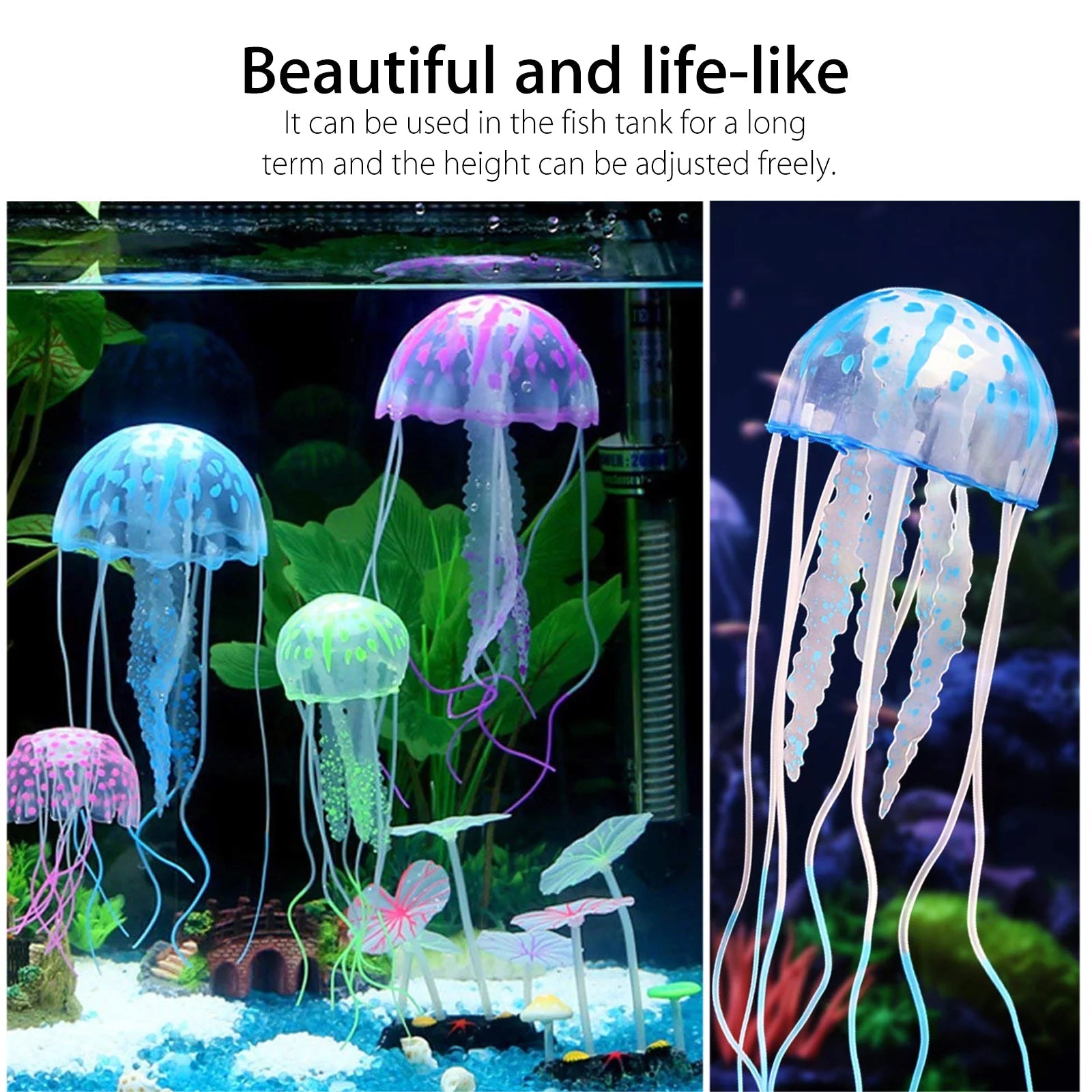 4Pcs Jellyfish Aquarium Decorations, Glowing Effect Fish Tank Ornament - BIG FRENCHIES