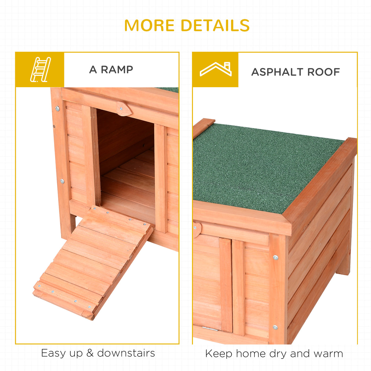 Small Wooden Rabbit Hutch Bunny Cage Guinea Pig Cage Duck House Dog House with Openable & Waterproof Roof, for Rabbits, 