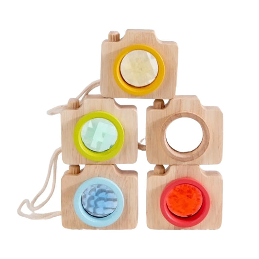 5 Pcs Mini Gemmed Wooden Camera Kaleidoscope - BIG FRENCHIES