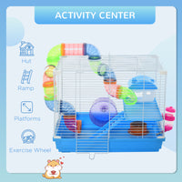 2-Level Hamster Cage Rodent Gerbil House Mouse Mice Rat Habitat Metal Wire with Exercise Wheel, Play Tubes, Water Bottle