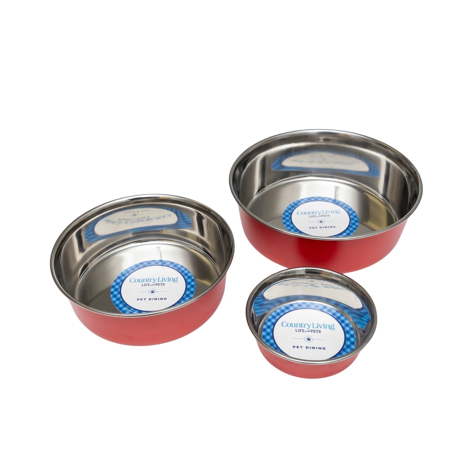 Country Living Set of 2 Heavy Gauge Stainless Steel Dog Bowls - Perfect for Food & Water - BIG FRENCHIES