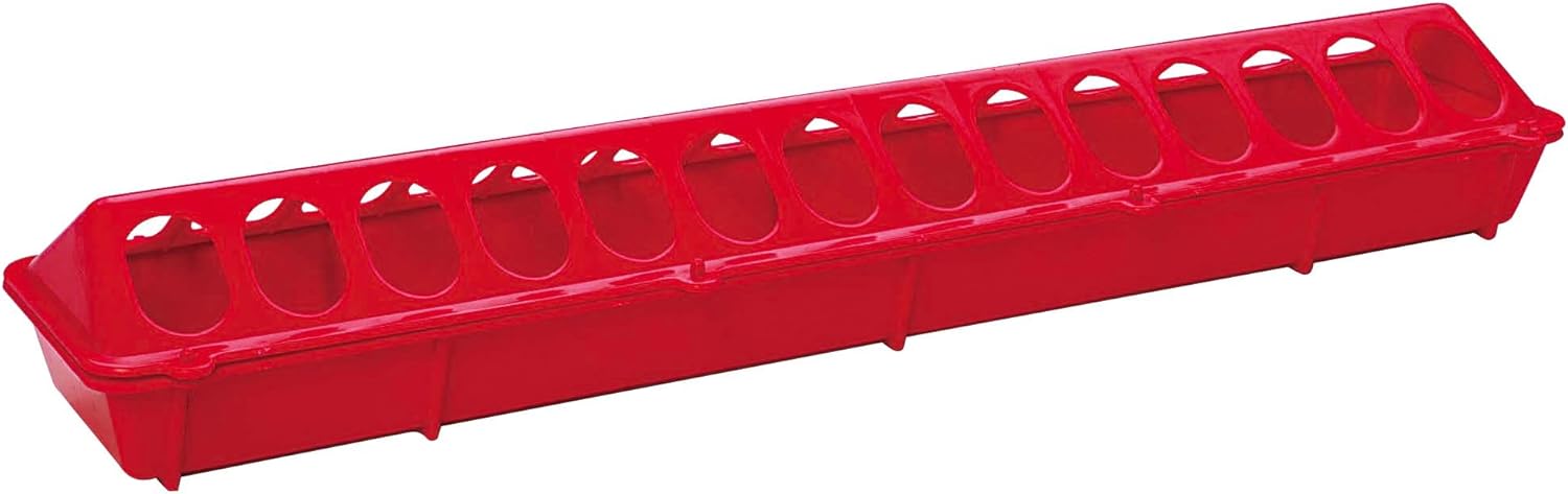 Little Giant 20" Plastic Flip-Top Poultry Ground Feeder, Red Chickens Birds