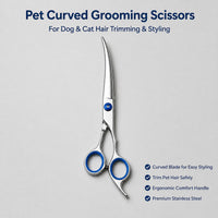 Pet Grooming Scissors Kit, 4 In 1 Professional Stainless Steel Dog Cat Grooming Shears Set, Straight & Curved & Thinning