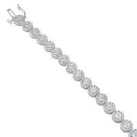 14K White Gold 2.00 Cttw Diamond Halo Link Tennis Bracelet (H-I Color, I1-I2 Clarity) - 7" Inches